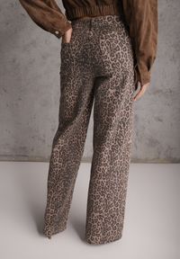 Renee - Panterkowe Jeansy Wide Leg High Waist z Bawełny Saliritia. Okazja: na co dzień. Stan: podwyższony. Wzór: motyw zwierzęcy. Styl: casual, klasyczny #6