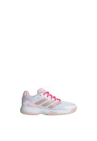 Adidas - Buty Ubersonic Tennis Kids. Kolor: biały, szary, różowy, wielokolorowy. Materiał: materiał. Sport: tenis