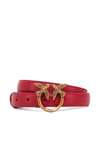 Pinko - PINKO Pasek Damski Love Berry H2 Belt PE 25 PLT01 100143 A0F1 Czerwony. Kolor: czerwony. Materiał: skóra