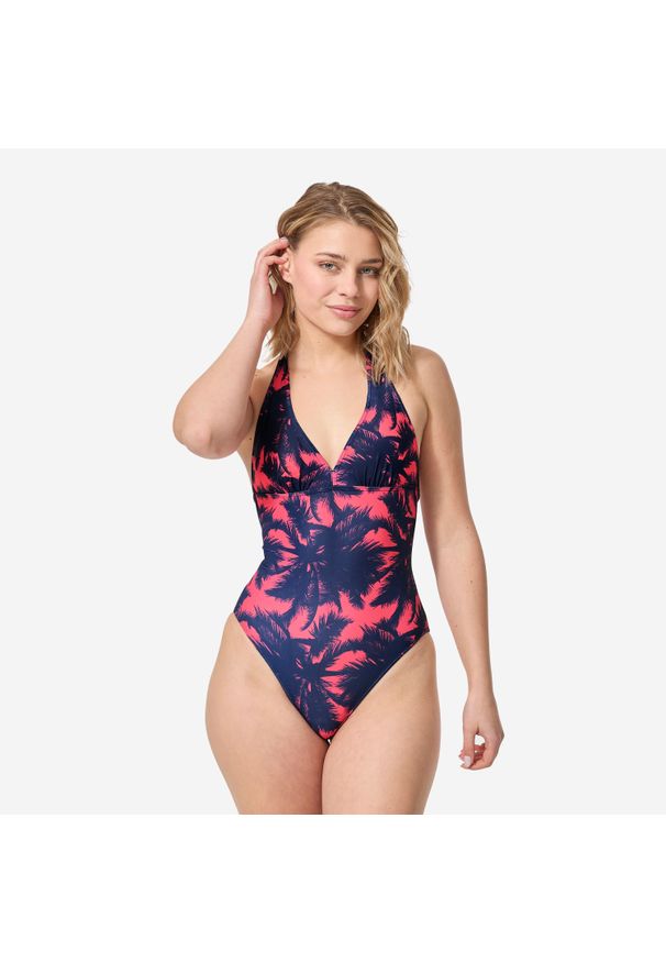 OLAIAN - Kostium kąpielowy jednoczęściowy surfingowy damski Olaian Clea Poly. Kolor: różowy. Materiał: poliester, poliamid, materiał, elastan