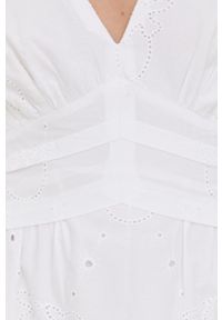 Pinko sukienka bawełniana kolor biały maxi rozkloszowana. Kolor: biały. Materiał: bawełna. Wzór: haft. Długość: maxi #2