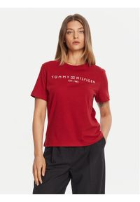 TOMMY HILFIGER - Tommy Hilfiger T-Shirt WW0WW40276 Czerwony Regular Fit. Kolor: czerwony. Materiał: bawełna