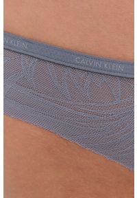 Calvin Klein Underwear Stringi kolor szary z koronki. Kolor: szary. Materiał: koronka. Wzór: koronka #2