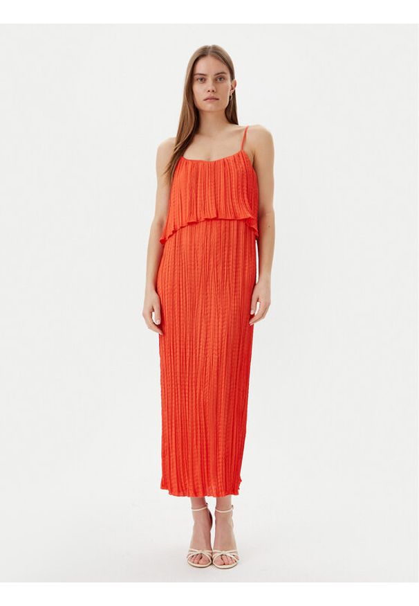 LOLA CASADEMUNT Sukienka letnia MS2516003 Pomarańczowy Regular Fit. Kolor: pomarańczowy. Materiał: syntetyk. Sezon: lato