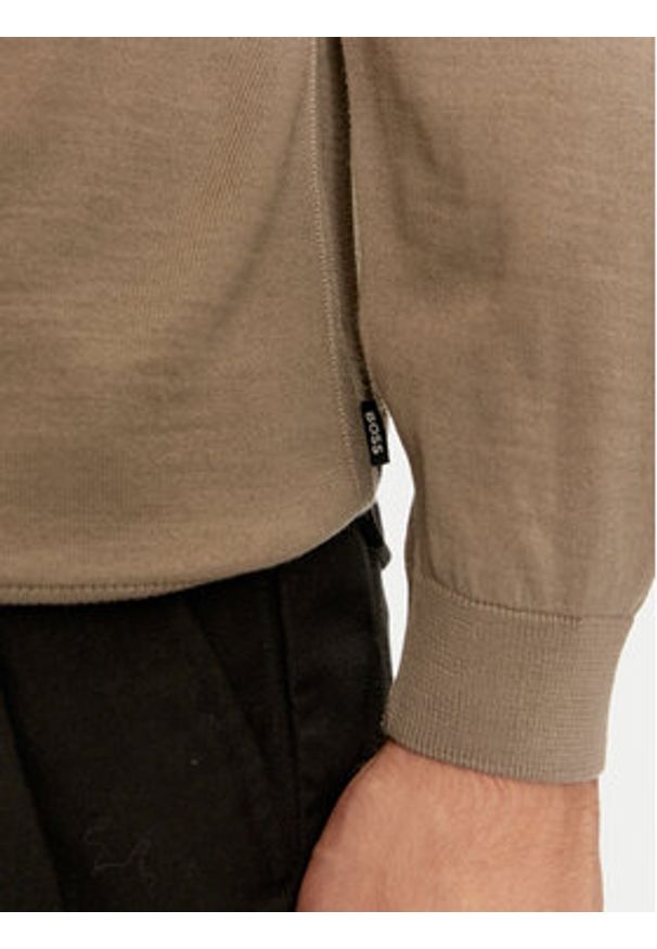 BOSS Golf Musso-P 50468262 Brązowy Slim Fit. Typ kołnierza: golf. Kolor: brązowy. Materiał: wełna