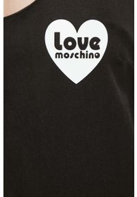 Love Moschino sukienka z domieszką lnu kolor czarny maxi dopasowana. Kolor: czarny. Materiał: len. Długość rękawa: na ramiączkach. Typ sukienki: dopasowane. Długość: maxi #6