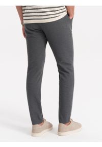 Ombre Clothing - Dzianinowe spodnie męskie z gumką w pasie - ciemnoszare V2 OM-PACP-0116 - XXL. Kolor: szary. Materiał: dzianina