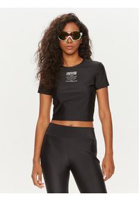 Versace Jeans Couture T-Shirt 76HAH602 Czarny Slim Fit. Kolor: czarny. Materiał: syntetyk
