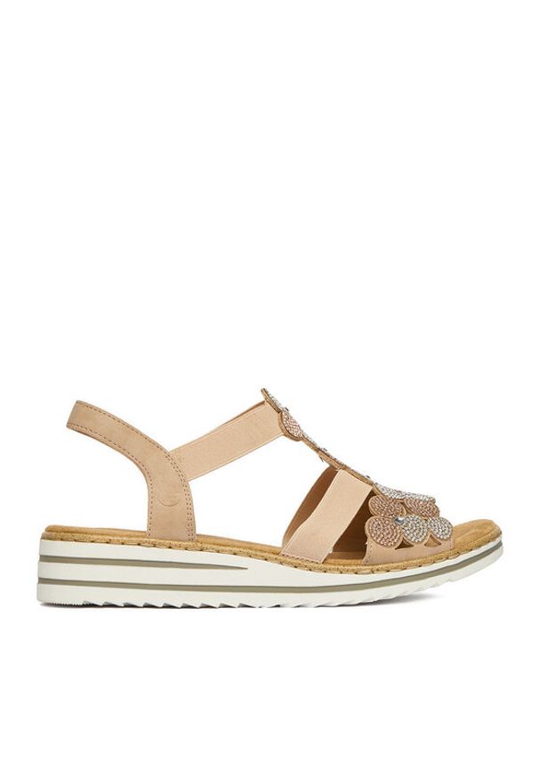 Rieker Sandały CEO-V0613-90 Beżowy. Kolor: beżowy. Materiał: skóra