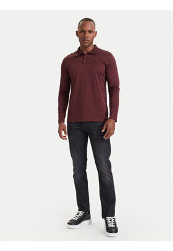 Karl Lagerfeld - KARL LAGERFELD Polo 745000 564200 Bordowy Regular Fit. Typ kołnierza: polo. Kolor: czerwony. Materiał: bawełna