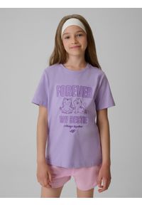 4f - 4F T-shirt regular z nadrukiem dziewczęcy - fioletowy 152 (11-12 lat). Okazja: na co dzień. Kolor: fioletowy. Materiał: materiał, bawełna, dzianina. Wzór: nadruk. Sezon: lato. Styl: casual #1