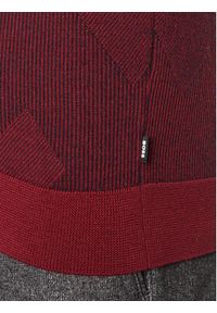 BOSS - Boss Sweter Motivo DARK RED Bordowy Regular Fit. Kolor: czerwony. Materiał: wełna