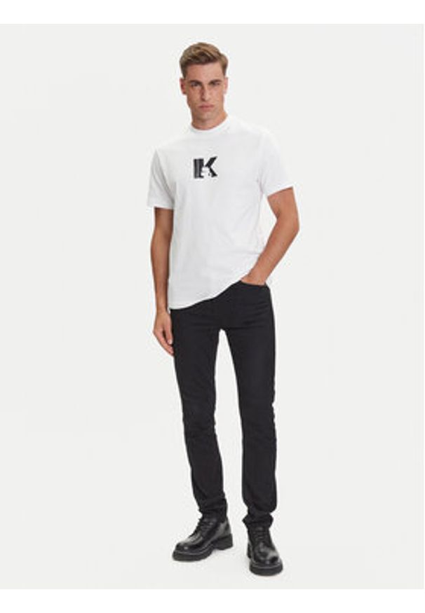 Karl Lagerfeld Jeans T-Shirt A3M17057 Biały Regular Fit. Kolor: biały. Materiał: bawełna