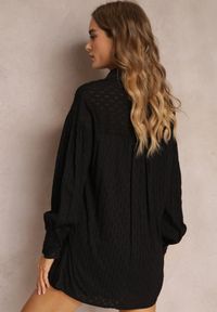 Renee - Czarny 2-częściowy Komplet z Elegancką Koszulą Oversize i Szortami Aphinthe. Kolor: czarny. Materiał: tkanina