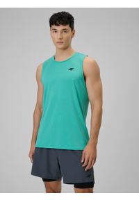 4f - 4F Koszulka treningowa regular szybkoschnąca męska - turkusowa S. Kolor: turkusowy. Długość rękawa: bez rękawów. Sport: fitness #1