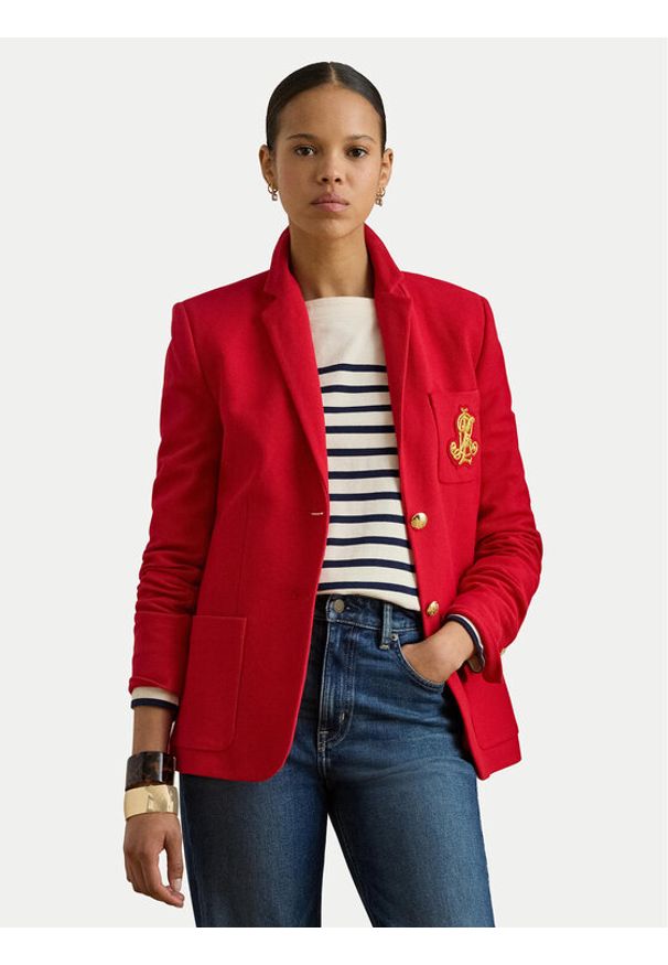 Lauren Ralph Lauren - LAUREN RALPH LAUREN Marynarka 200797305030 Czerwony Slim Fit. Kolor: czerwony. Materiał: bawełna