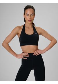 4f - 4F Biustonosz treningowy z niskim wsparciem damski - czarny XL. Kolor: czarny. Materiał: materiał, guma, włókno. Rodzaj stanika: wyciągane miseczki. Sport: fitness #1