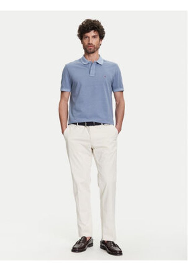 TOMMY HILFIGER - Tommy Hilfiger Polo MW0MW34757 Niebieski Regular Fit. Typ kołnierza: polo. Kolor: niebieski. Materiał: bawełna