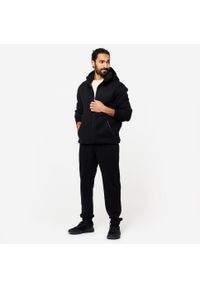DOMYOS - Bluza na zamek z kapturem męska Nyamba Gym & Pilates 520. Typ kołnierza: kaptur. Kolor: niebieski. Materiał: włókno, tkanina, elastan, prążkowany, bawełna, materiał, poliester. Sport: joga i pilates