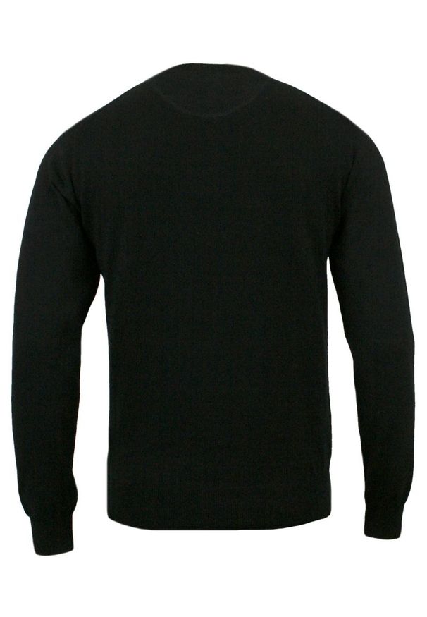 Sweter Czarny, Klasyczny U-neck Męski Bawełniany - Adriano Guinari. Okazja: do pracy, na spotkanie biznesowe. Kolor: czarny. Materiał: bawełna. Styl: klasyczny
