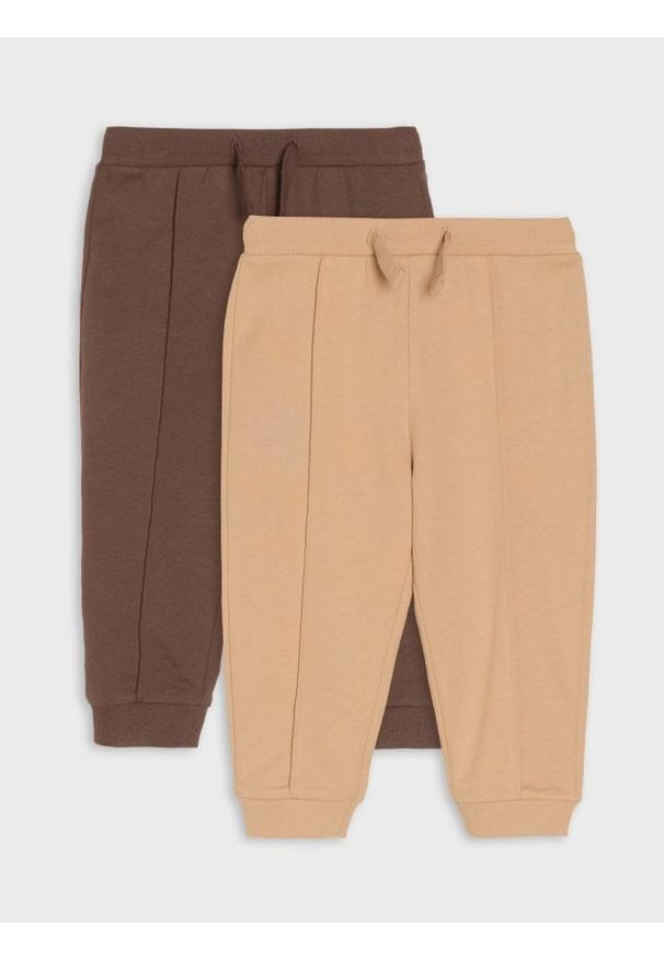 Sinsay - Spodnie dresowe 2 pack - beżowy. Kolor: beżowy. Materiał: dresówka