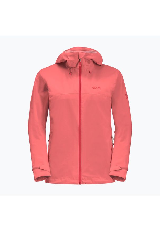 Kurtka hardshell damska Jack Wolfskin Highest Peak 2.5L. Kolor: pomarańczowy. Materiał: hardshell. Sport: turystyka piesza