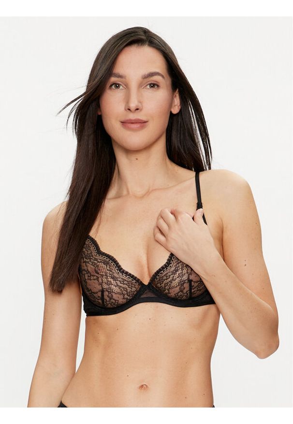 Hunkemöller Biustonosz z fiszbiną Isabelle 184822 Czarny. Kolor: czarny. Materiał: syntetyk