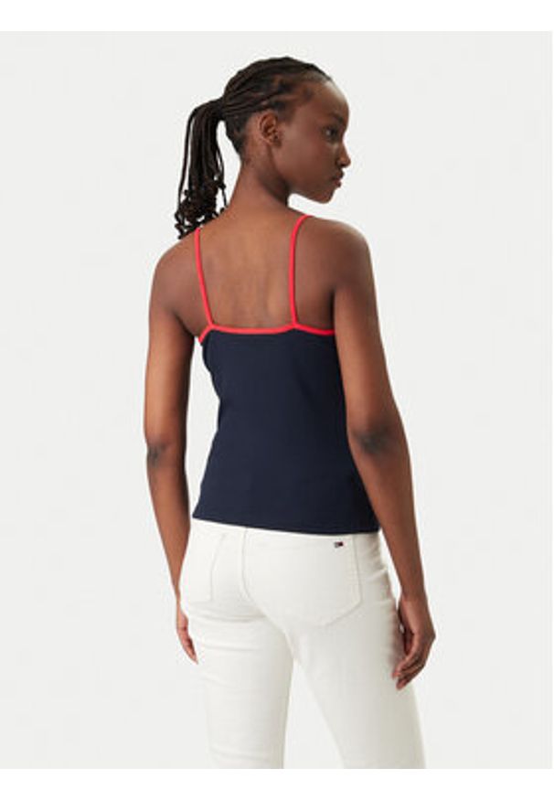 Tommy Jeans Top DW0DW22261 Granatowy Slim Fit. Kolor: niebieski. Materiał: bawełna
