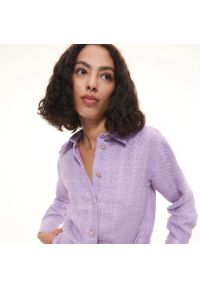 Reserved - Koszula ze struktralnej tkaniny - Fioletowy. Kolor: fioletowy. Materiał: tkanina #1