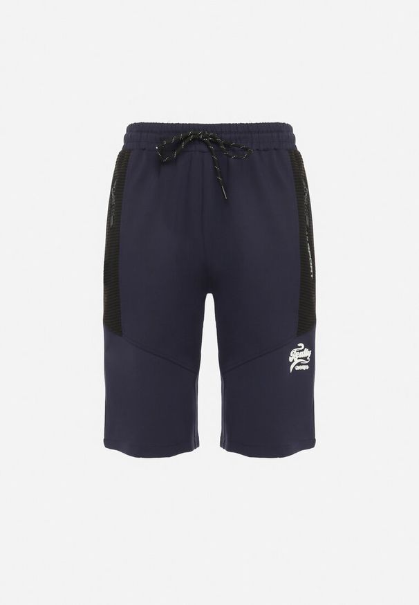 Born2be - Granatowe Szorty Dresowe z Zasuwanymi Kieszeniami Elawn. Okazja: na co dzień. Kolor: niebieski. Materiał: dresówka. Styl: casual