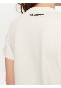 Karl Lagerfeld - KARL LAGERFELD T-Shirt A1W17129 Écru Regular Fit. Typ kołnierza: dekolt w karo. Materiał: bawełna #5