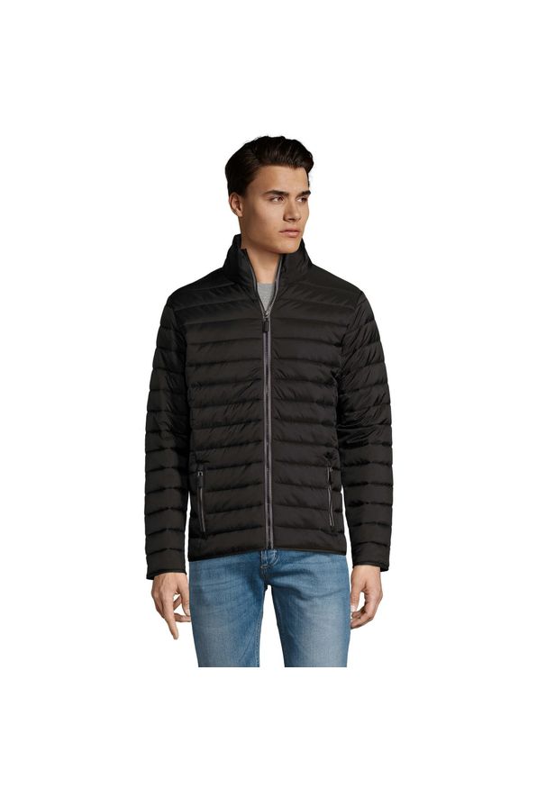 SOL'S - Męska Kurtka Ride Light Padded Jacket. Kolor: czarny. Materiał: puch. Sport: turystyka piesza
