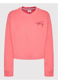 Tommy Jeans Curve Bluza Signature Crew DW0DW13154 Różowy Regular Fit. Kolor: różowy. Materiał: bawełna