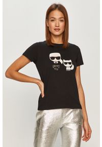 Karl Lagerfeld - T-shirt 210W1724. Okazja: na co dzień. Kolor: czarny. Materiał: dzianina. Wzór: nadruk. Styl: casual #3