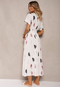 Renee - Biała Sukienka Namsilone. Typ kołnierza: dekolt w serek. Kolor: biały. Długość rękawa: krótki rękaw. Styl: elegancki