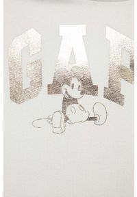 GAP bluza dziecięca x Disney kolor biały z kapturem z nadrukiem. Typ kołnierza: kaptur. Kolor: biały. Materiał: materiał. Wzór: nadruk, motyw z bajki #3