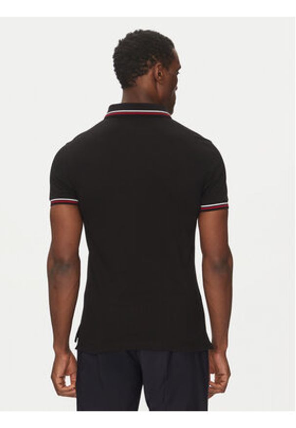 TOMMY HILFIGER - Tommy Hilfiger Polo Tipped MW0MW37346 Czarny Slim Fit. Typ kołnierza: polo. Kolor: czarny. Materiał: bawełna