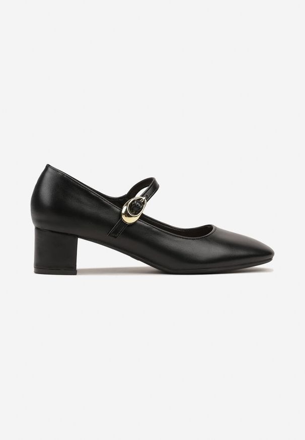 Born2be - Czarne Eleganckie Czółenka na Słupku z Paseczkiem i Klamerką Daisly. Zapięcie: pasek. Kolor: czarny. Obcas: na słupku. Styl: elegancki. Wysokość obcasa: średni