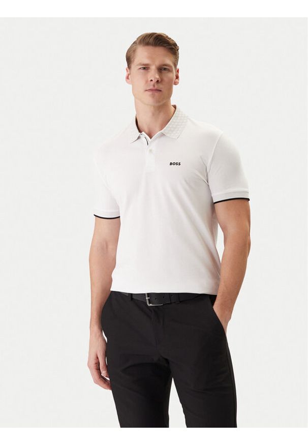BOSS Polo PL_GOC Chip Paddy 50554583 Biały Regular Fit. Typ kołnierza: polo. Kolor: biały. Materiał: bawełna