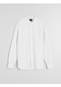 Sinsay - Bawełniana koszula z długim rękawem i kieszenią piersiową - biały. Kolor: biały. Materiał: bawełna. Długość rękawa: długi rękaw. Długość: długie #1