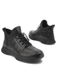Czarne Wygodne Botki Artiker Obuwie Damskie Zapinane Na Suwak. Okazja: na co dzień. Kolor: czarny. Materiał: skóra. Styl: casual #7