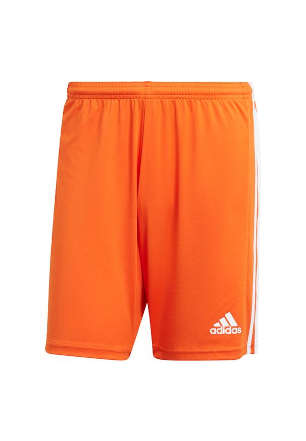 Adidas - Spodenki piłkarskie męskie adidas Squadra 21 Short. Kolor: pomarańczowy, biały, żółty, wielokolorowy. Materiał: tkanina, poliester. Długość: krótkie. Sport: piłka nożna