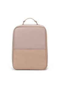 Wittchen - Plecak na laptopa 15,6” z gładką kieszenią. Kolor: beżowy. Materiał: skóra ekologiczna. Wzór: gładki. Styl: klasyczny, elegancki