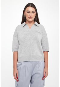 Sweter damski wełniany z kołnierzem polo PESERICO. Typ kołnierza: polo. Materiał: wełna #4