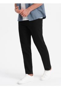 Ombre Clothing - Spodnie męskie chino SLIM FIT - czarne V4 OM-PACP-0186 - XXL. Kolor: czarny. Materiał: bawełna #3