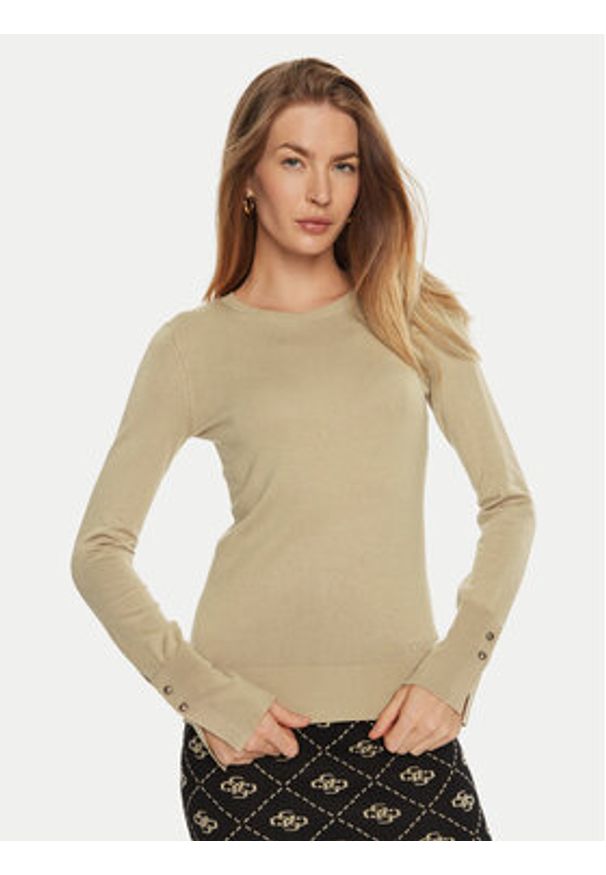 Guess Sweter W2YR30 Z2V62 Beżowy Regular Fit. Kolor: beżowy. Materiał: wiskoza