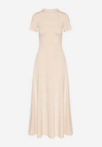 Born2be - Jasnobeżowa Sukienka o Taliowanym Kroju z Krótkim Rękawem Liravise. Okazja: na co dzień. Kolor: beżowy. Długość rękawa: krótki rękaw. Sezon: wiosna, lato. Typ sukienki: rozkloszowane. Styl: klasyczny, casual, elegancki #3