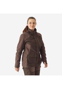 SOLOGNAC - Kurtka damska Solognac 500 WTP. Kolor: brązowy. Materiał: skóra, tkanina. Sport: outdoor #1