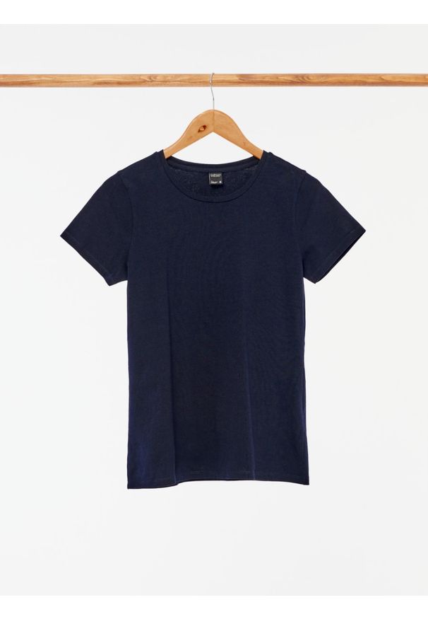 outhorn - Gładki t-shirt damski. Materiał: bawełna, elastan, jersey. Wzór: gładki