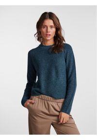 Pieces Sweter 17098262 Niebieski Regular Fit. Kolor: niebieski. Materiał: syntetyk #1